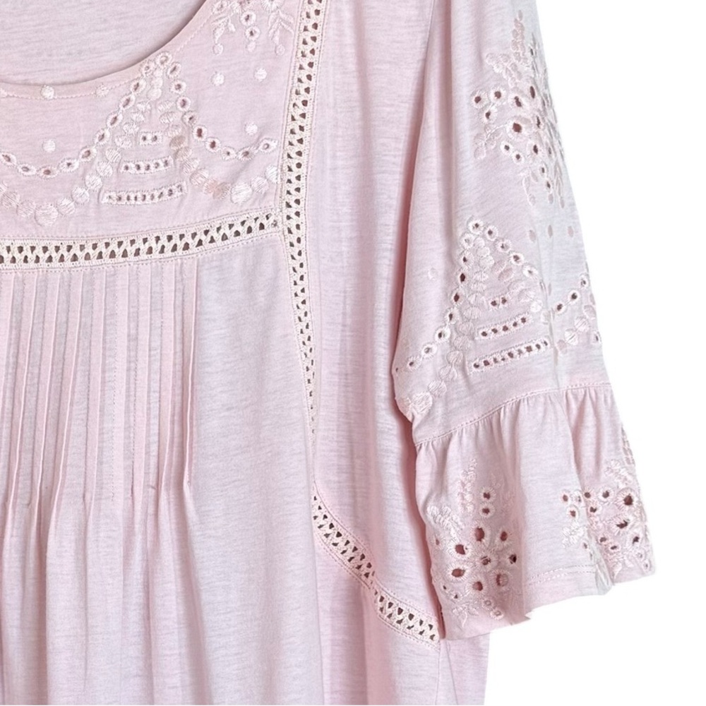 Sundance Light Pink Eyelet Lace Peasant Blouse - Picture 5 of 8